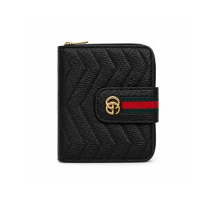 Gucci Black Wallet with GG Logo and Web Stripe