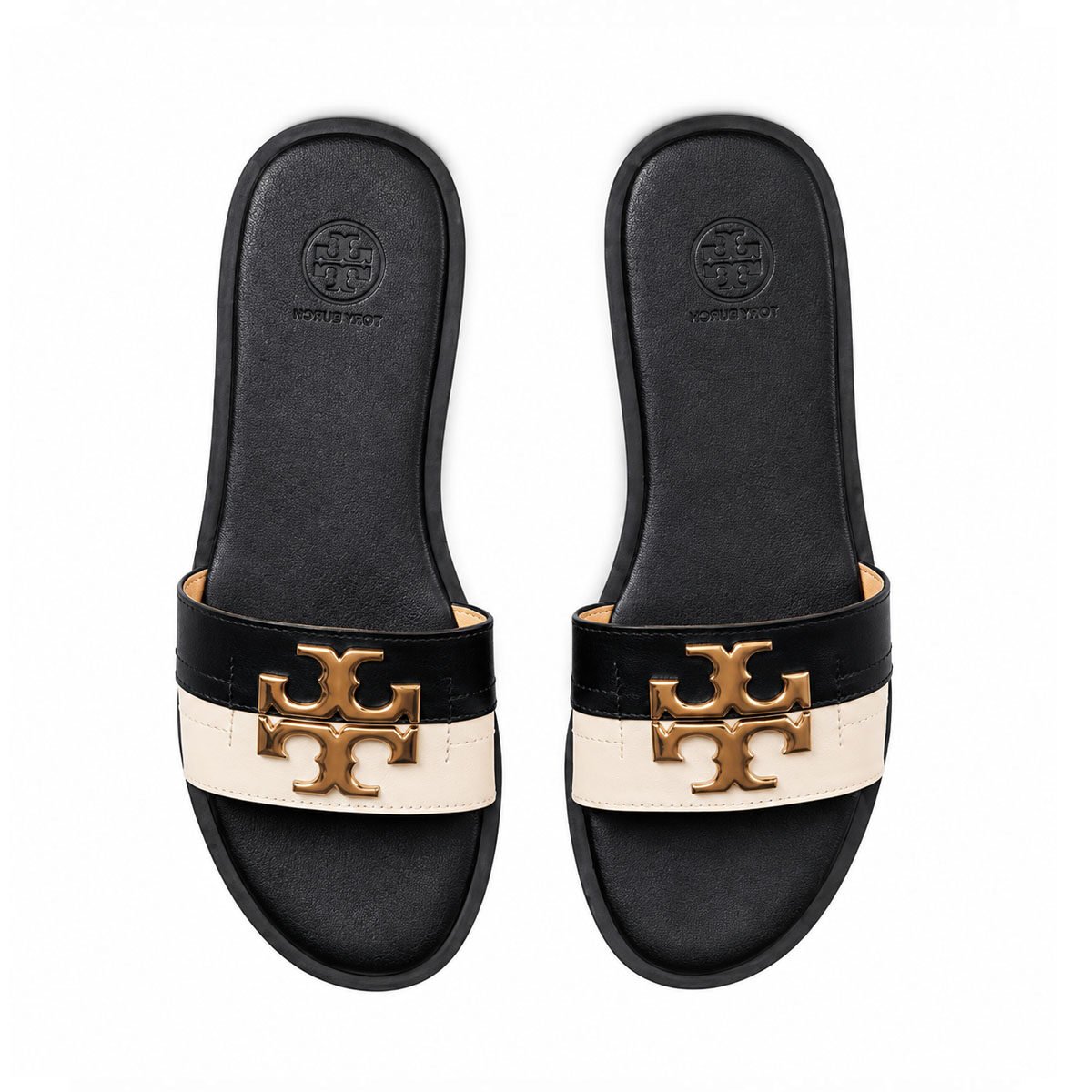 Tory Burch Leather Double T Flat Slides