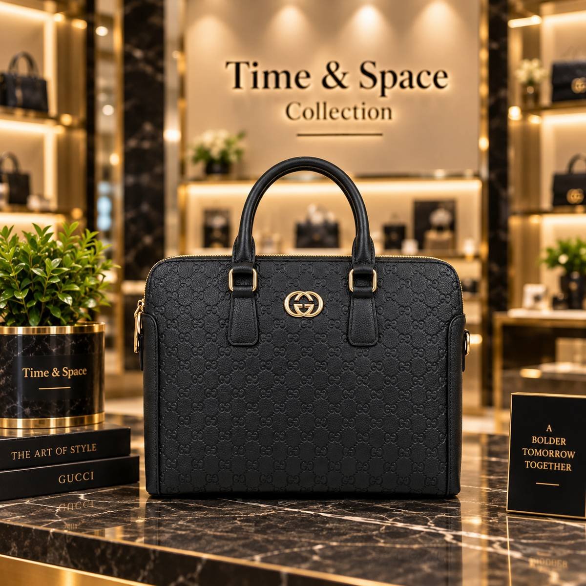Gucci Interlocking G Embossed Leather Laptop Briefcase - Image 2