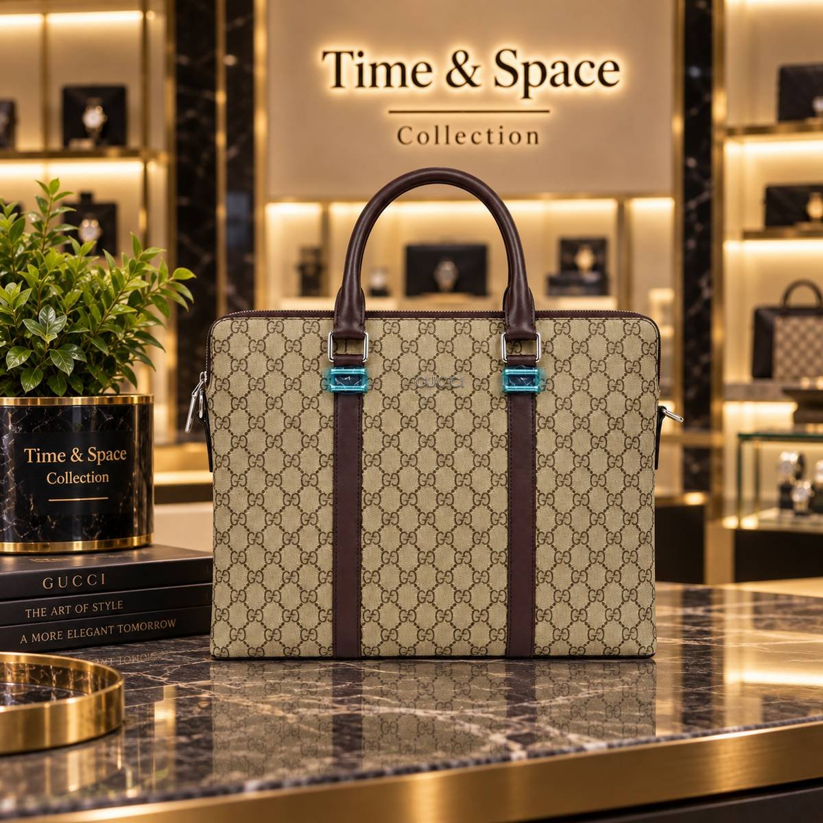 Gucci Classic GG Canvas Slim Laptop Briefcase - Image 2