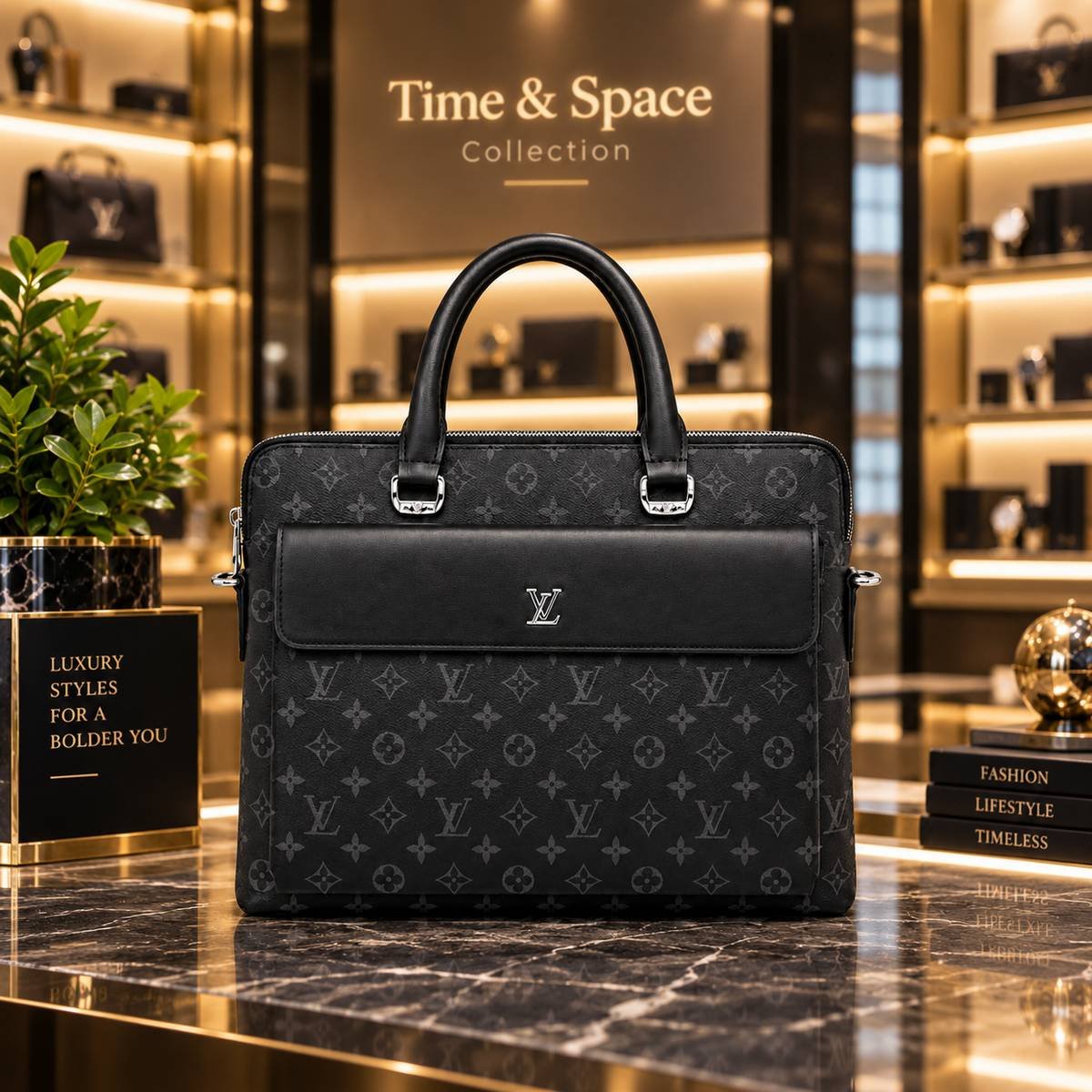 Louis Vuitton Monogram Eclipse Slim Briefcase Laptop Bag - Image 2