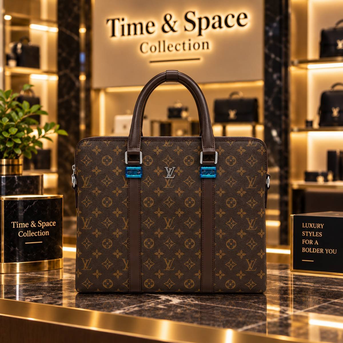 Louis Vuitton Monogram Macassar Slim Laptop Briefcase - Image 2