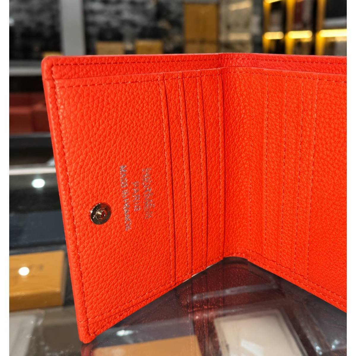 Hermès Leather Zip Wallet – Red & Black - Image 9