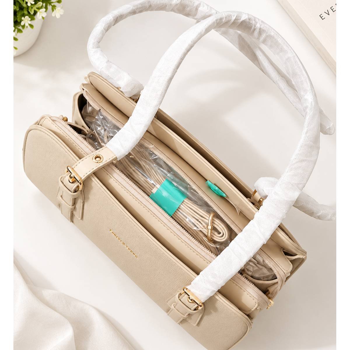 Miss Alita Women’s Handbag – Taupe Beige - Image 4