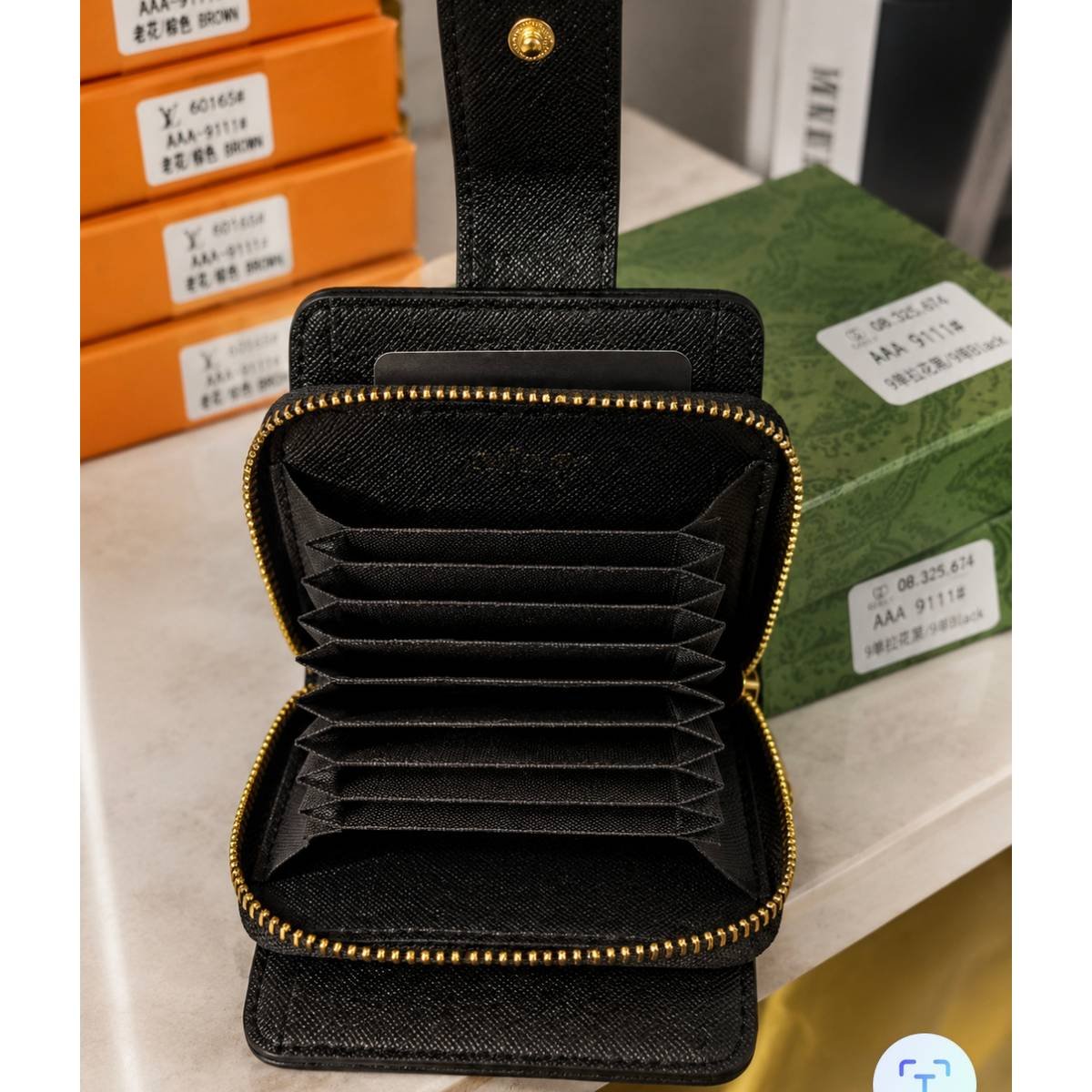 Gucci GG Marmont Wallet – Black with Web Stripe - Image 3