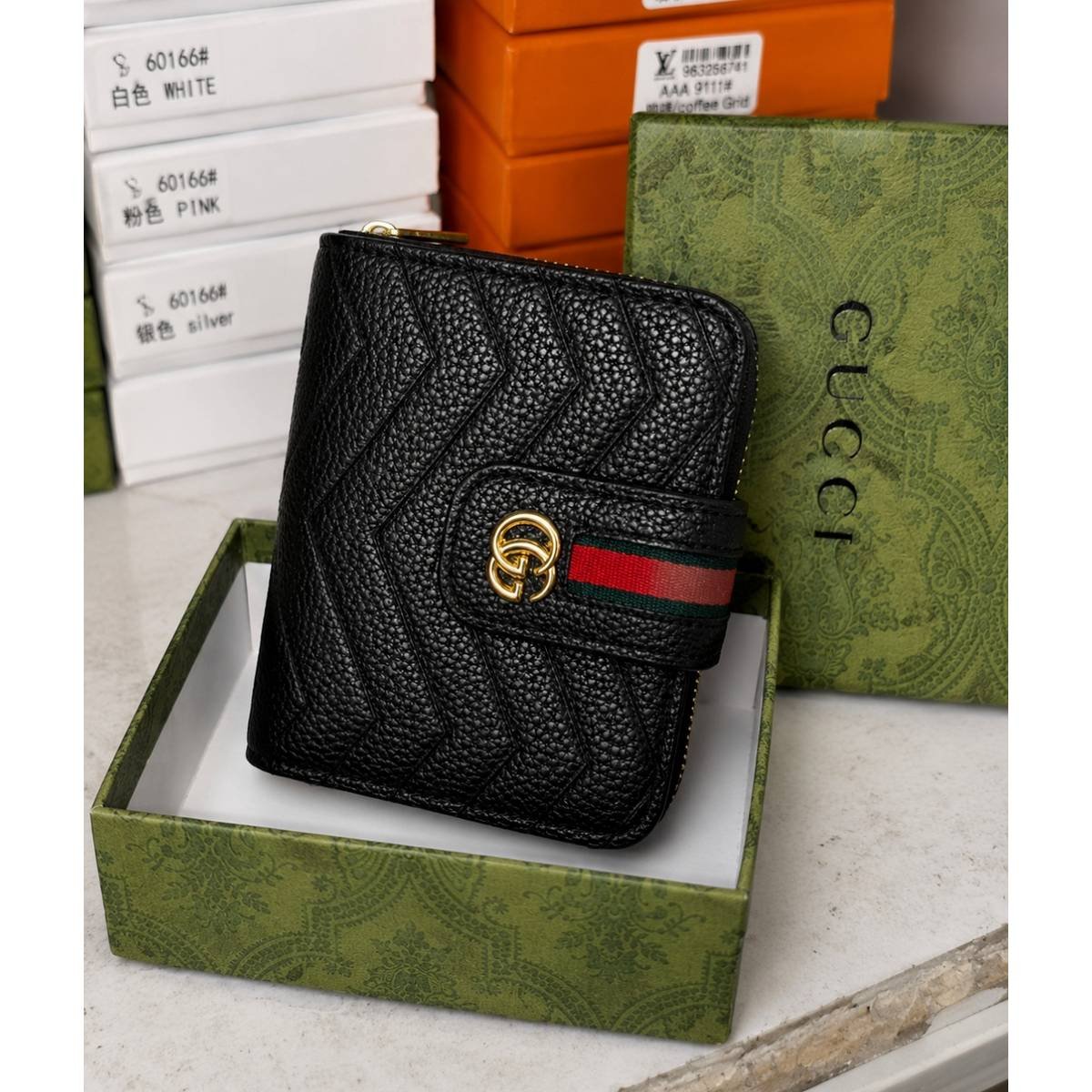 Gucci GG Marmont Wallet – Black with Web Stripe - Image 5