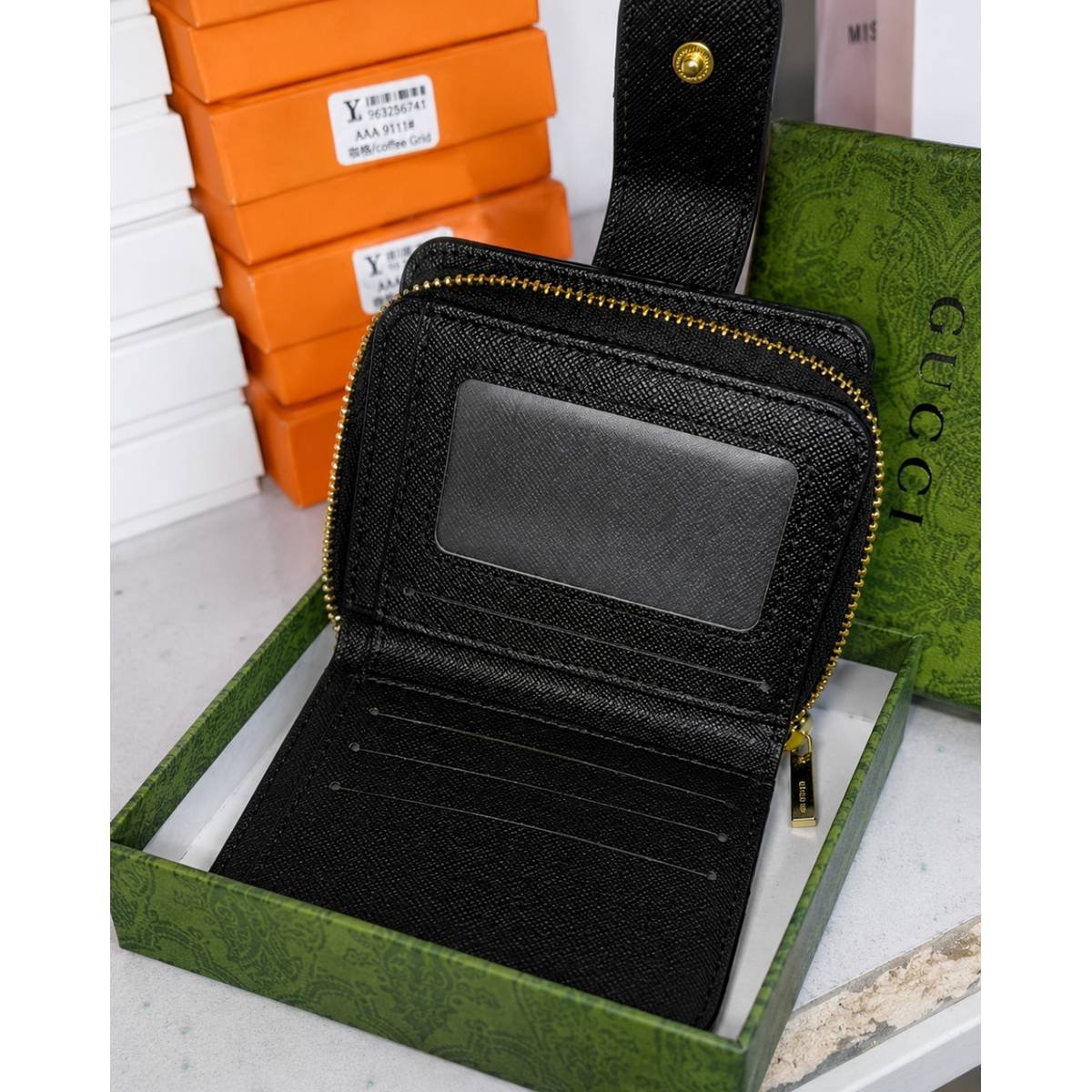 Gucci GG Marmont Wallet – Black with Web Stripe - Image 6