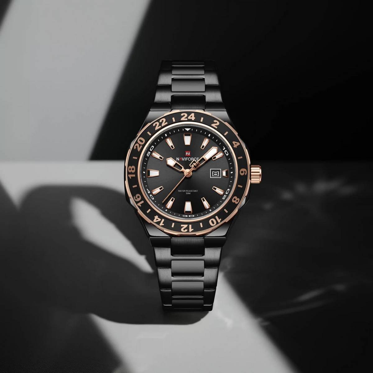 Naviforce Dual-Time GMT Style Stainless Steel Quartz Men's Watch - Image 7