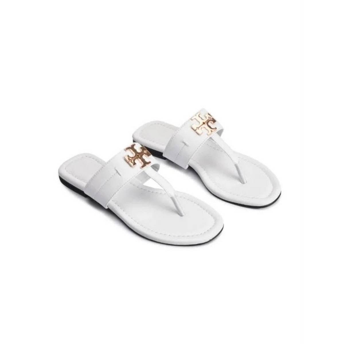 Tory Burch Tan Leather Double T Thong Sandals - Image 2
