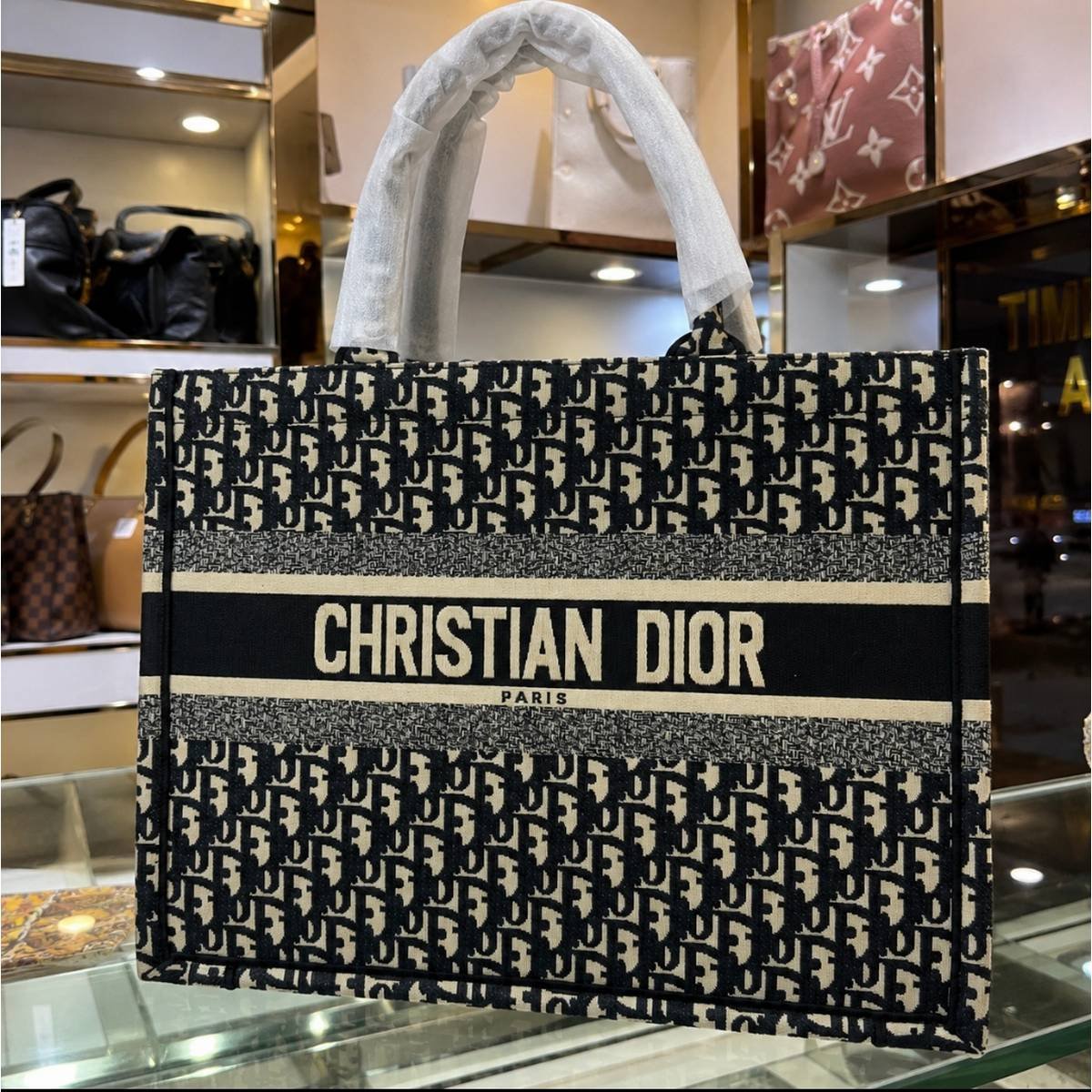Christian Dior Book Tote Bag – Blue & Beige Dior Oblique - Image 2