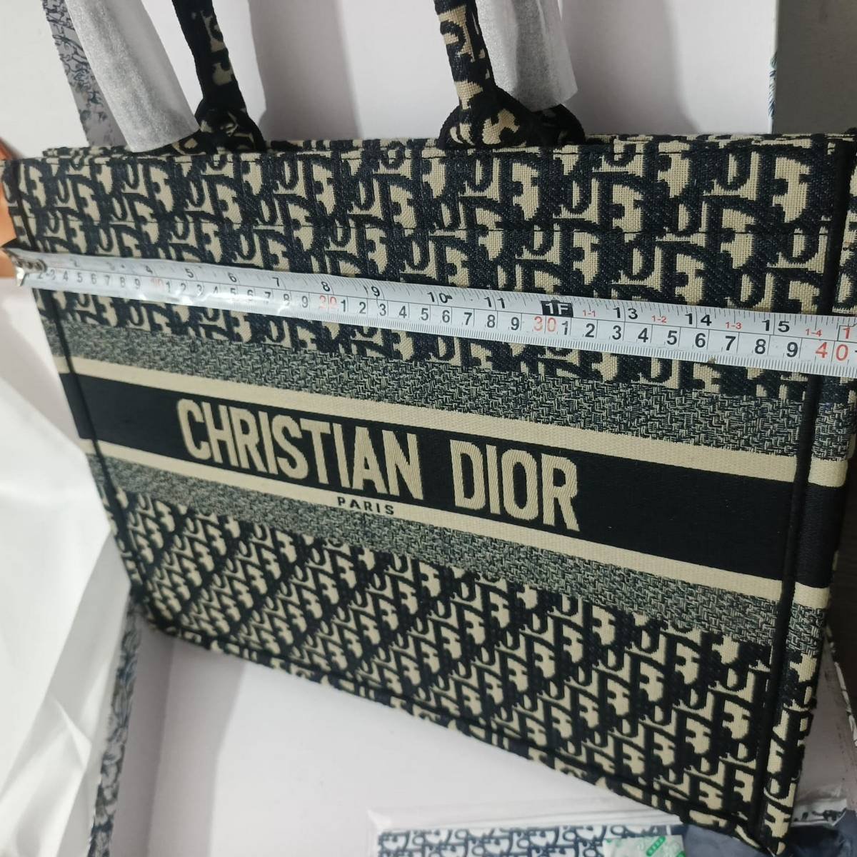 Christian Dior Book Tote Bag – Blue & Beige Dior Oblique - Image 4