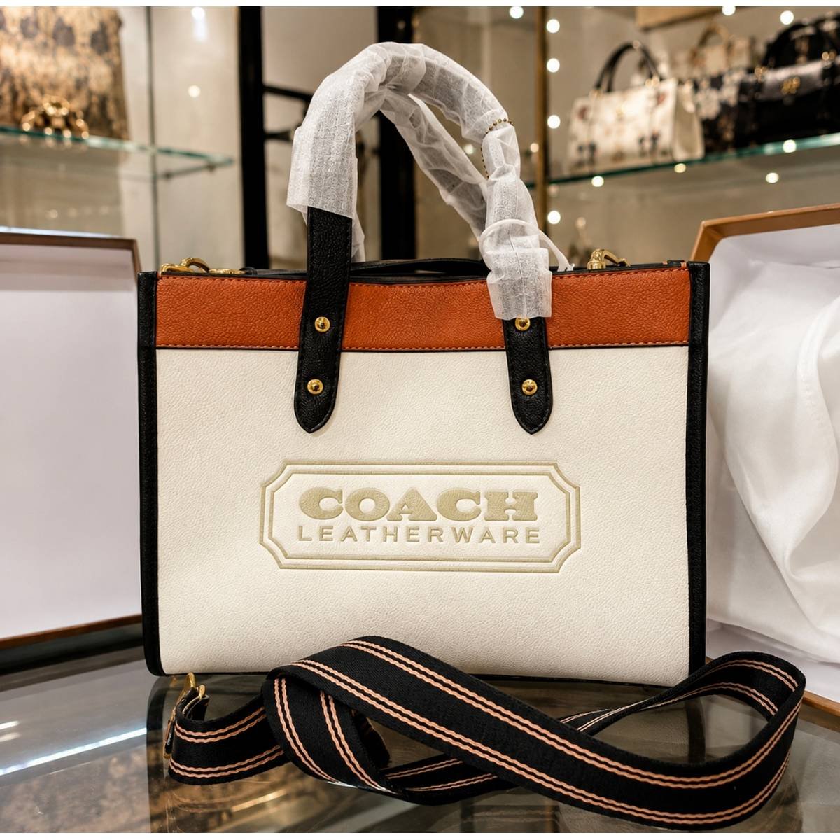 Coach Field Tote 30 Colorblock Leather Bag - Image 2