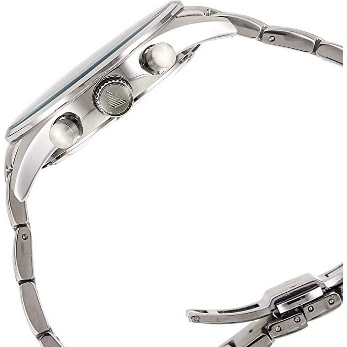 Emporio Armani Men's Chronograph Watch – Silver Stainless Steel & Blue Dial - Image 3