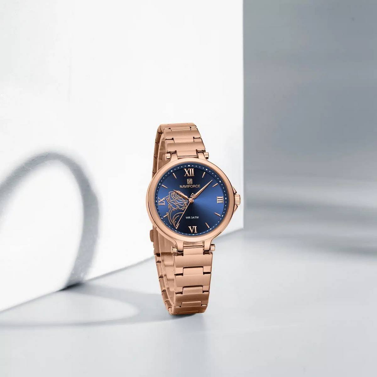 NAVIFORCE NF 5060 Floral Grace Ladies Watch – Rose Gold & Blue - Image 4