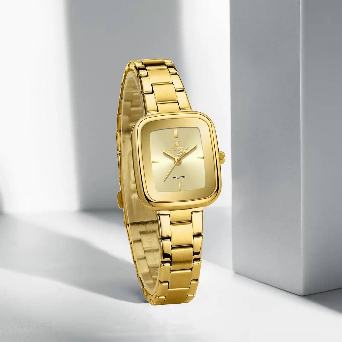 NAVIFORCE NF 5075 Women’s Square Dial Watch – Gold - Image 4