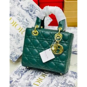 Dior Lady Style Quilted Handbag – Emerald Green, Black, White, Pink & Beige - Emerald Green