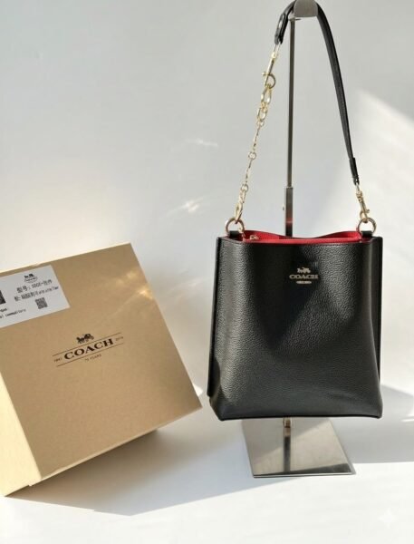 COACH Small Town Bucket Bag in Pebbled Leather – Black - Image 2
