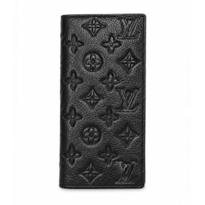 Luxury Monogram Shadow Embossed Leather Vertical Long Wallet