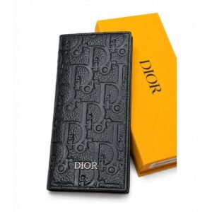 Dior Oblique Embossed Leather Vertical Long Wallet