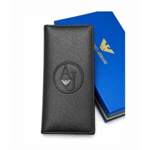 Armani Jeans Embossed Circle Logo Leather Long Wallet