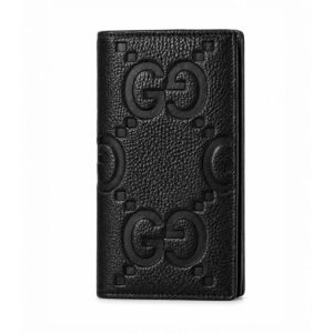 Gucci Jumbo GG Embossed Leather Vertical Long Wallet