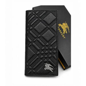 Burberry Embossed Leather Check Vertical Long Wallet