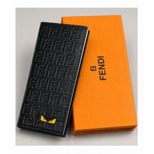 Fendi FF Monogram Embossed Leather Monster Eye Long Wallet