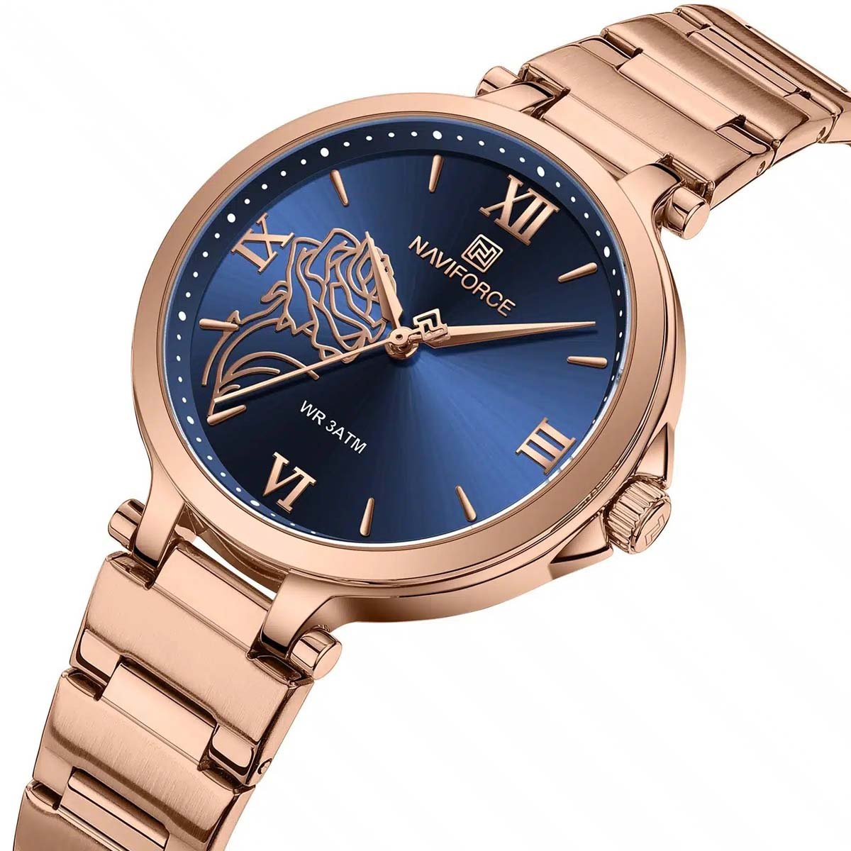 NAVIFORCE NF 5060 Floral Grace Ladies Watch – Rose Gold & Blue - Image 3