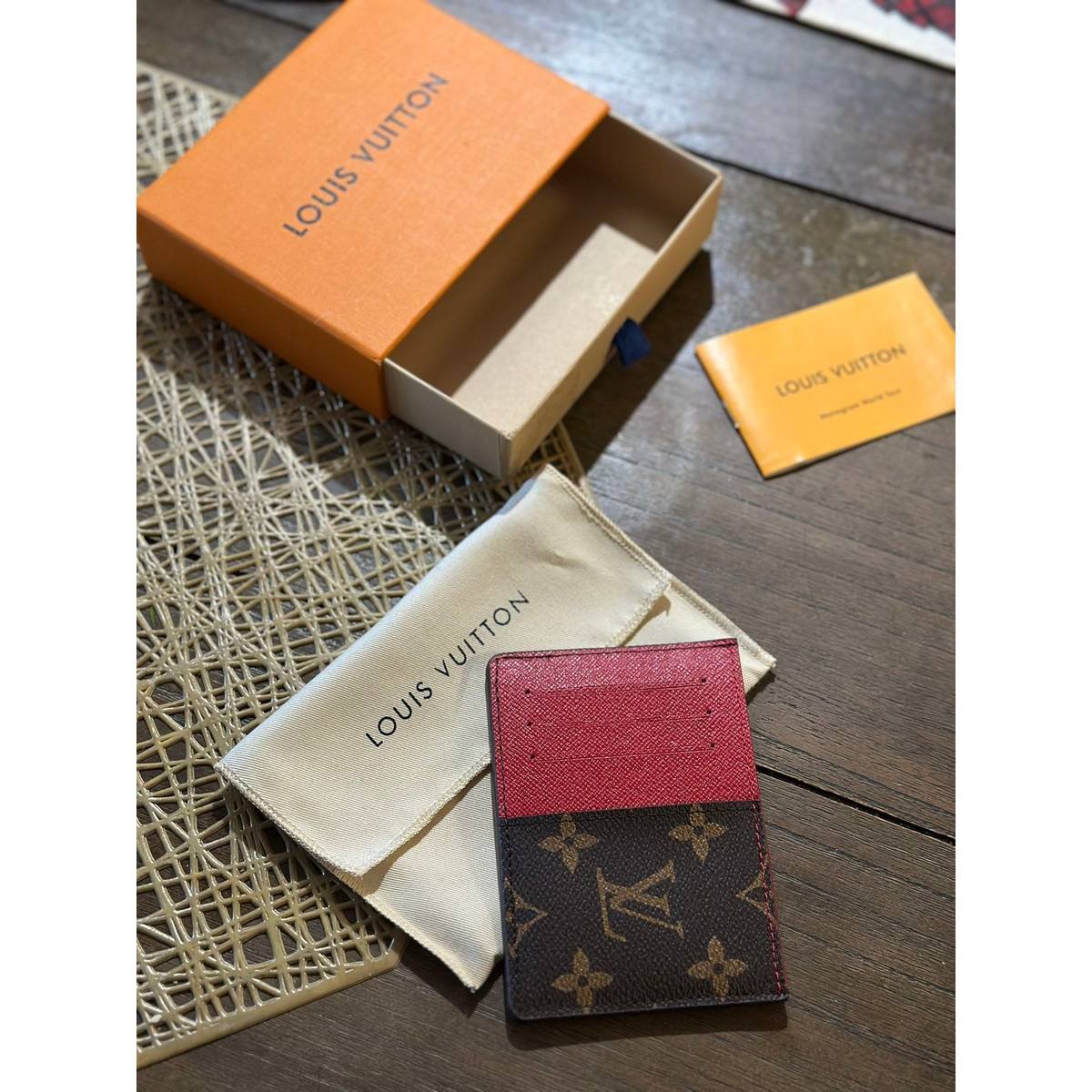 Louis Vuitton Monogram Card Holder – Wine Red - Image 6