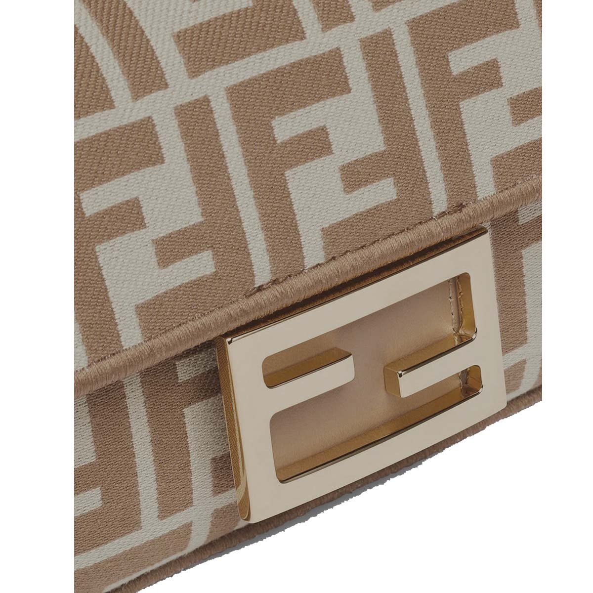 FENDI Baguette FF Monogram Shoulder Bag – Beige & Brown - Image 2