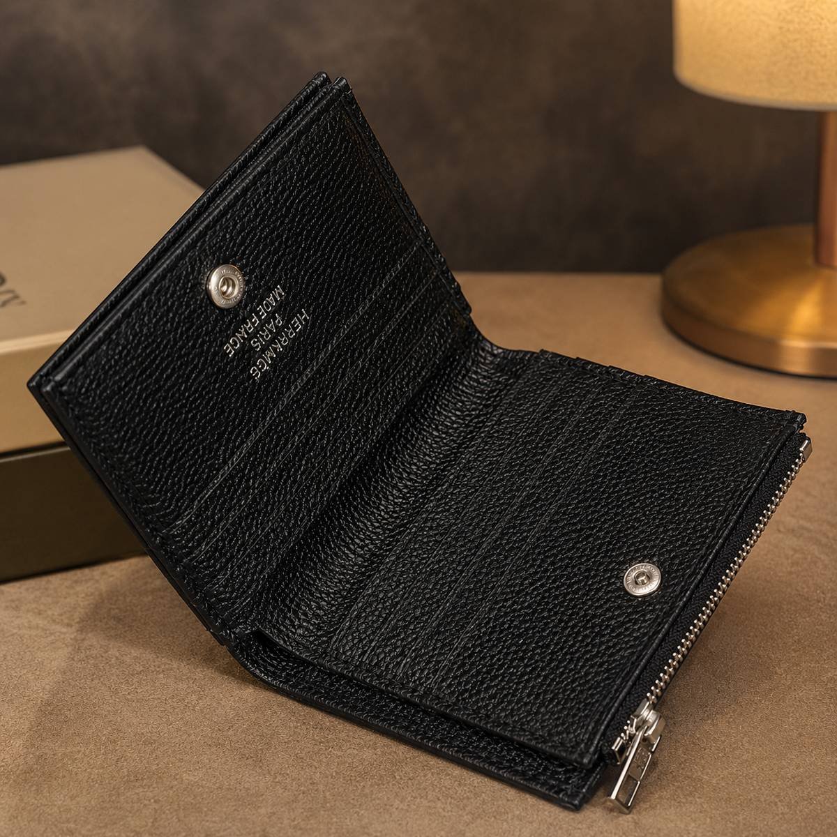 Hermès Leather Zip Wallet – Red & Black - Image 7