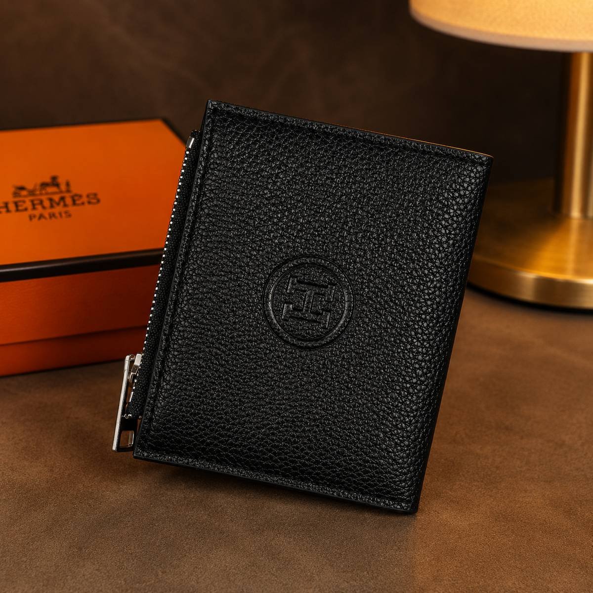 Hermès Leather Zip Wallet – Red & Black - Image 8