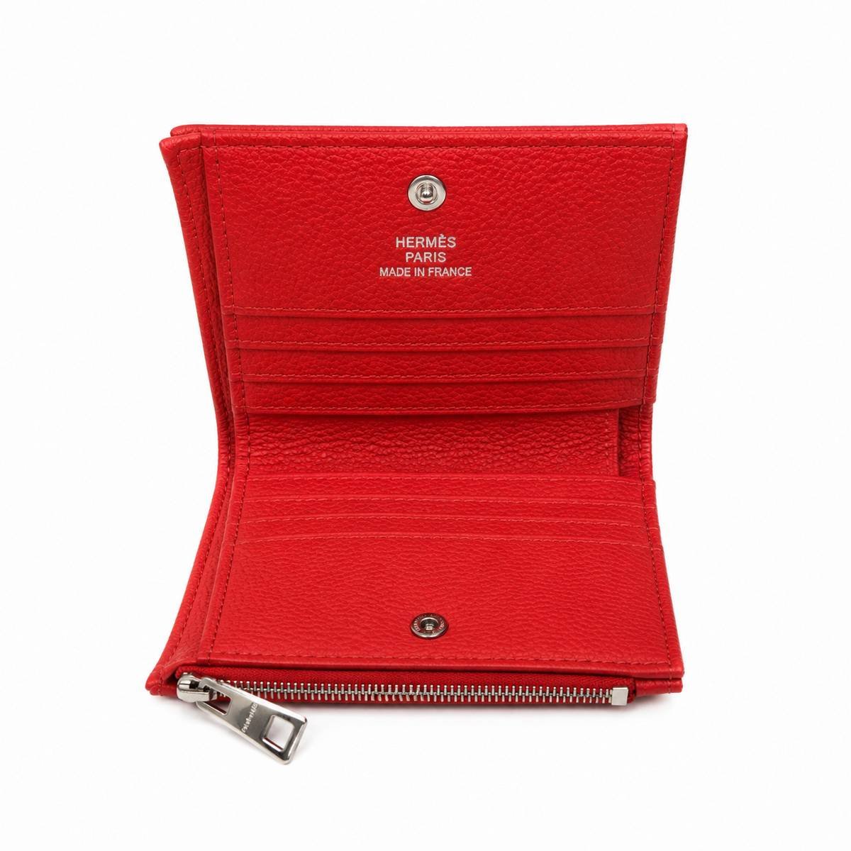 Hermès Leather Zip Wallet – Red & Black - Image 4