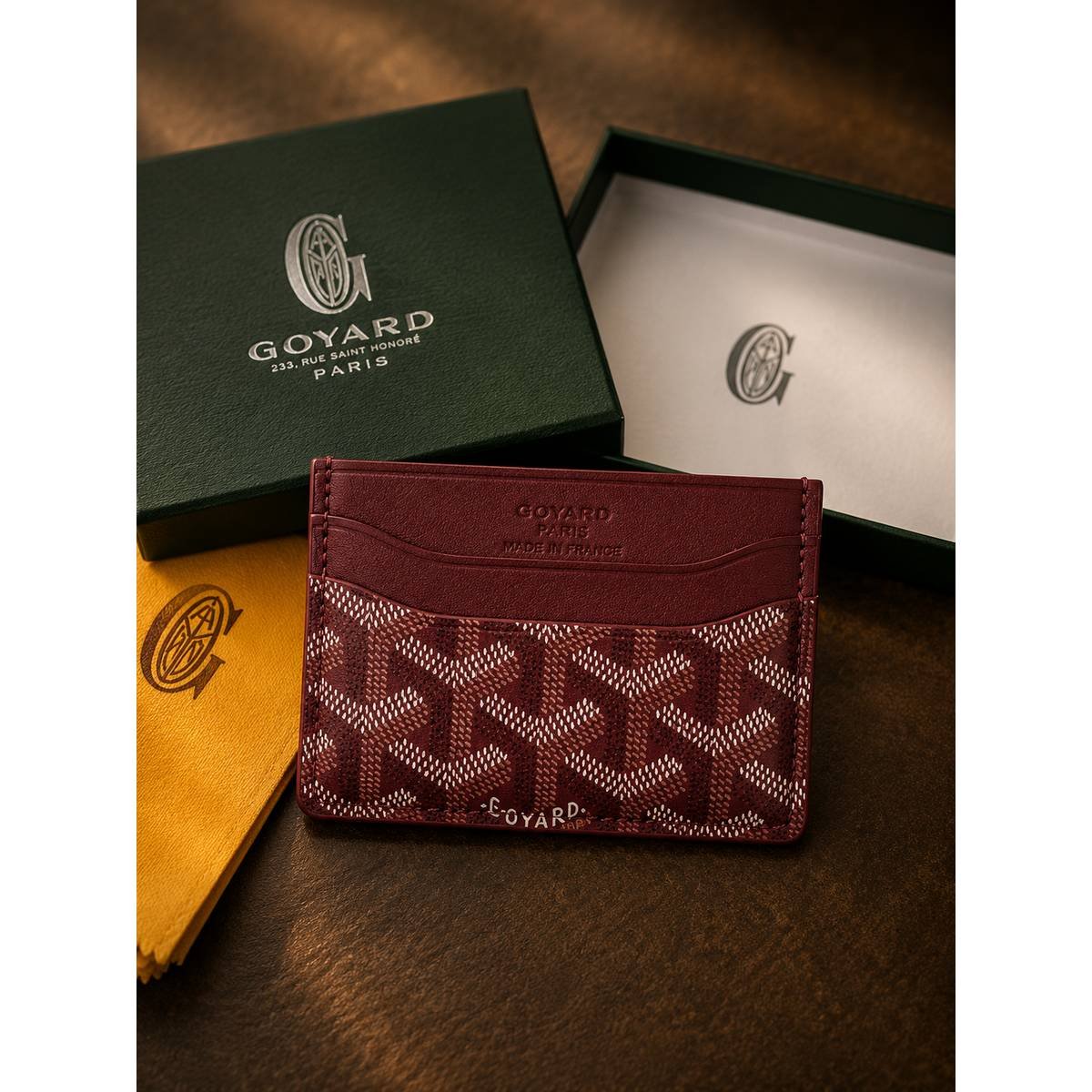 Goyard Saint-Sulpice Card Holder in Dark Red Goyardine Canvas - Image 4