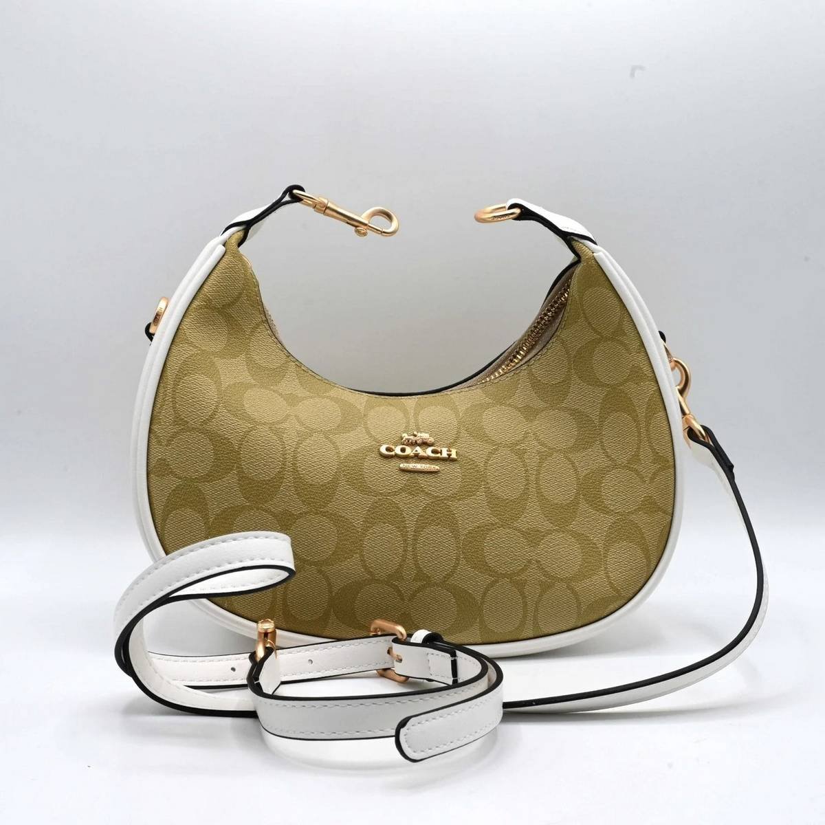 COACH Teri Shoulder Bag in Signature Canvas – Gold/White/Chalk - Image 3