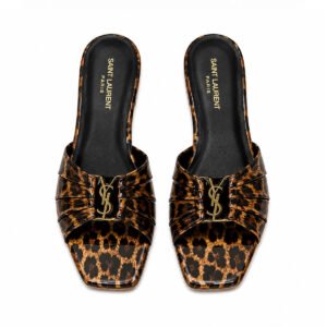 Saint Laurent Tribute Patent Leather Flat Sandals