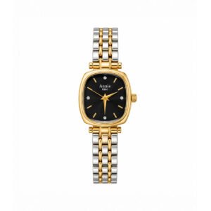 Annie Time black dial two-tone women's watch with gold and silver bracelet