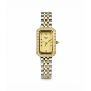 Annie Time two-tone octagonal crystal women's watch with gold dial