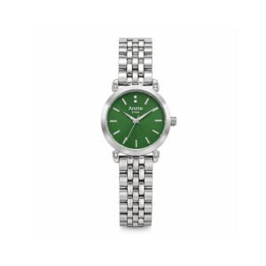 Annie Time emerald green dial women's watch with silver tone bracelet