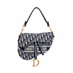 Christian Dior Saddle Bag in blue and white monogram design