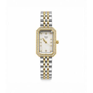 Annie Time two-tone octagonal crystal watch with white dial