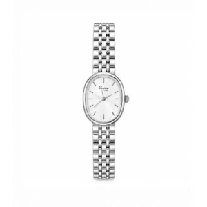 Annie Time stainless steel women's watch with oval white dial