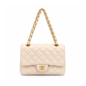 Chanel Beige Quilted Shoulder Bag with Gold Chain