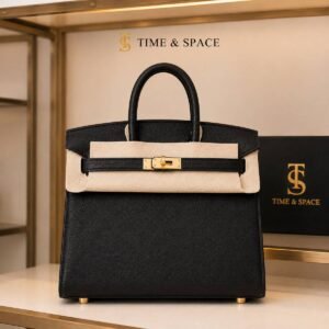 Hermès Birkin Style Handbag – Orange Structured Top Handle Bag - Black