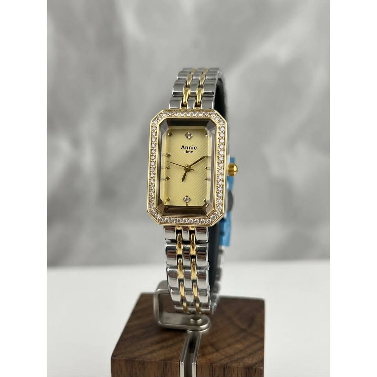 Annie Time Two-Tone Octagonal Crystal Women's Watch with Gold Dial - Image 3