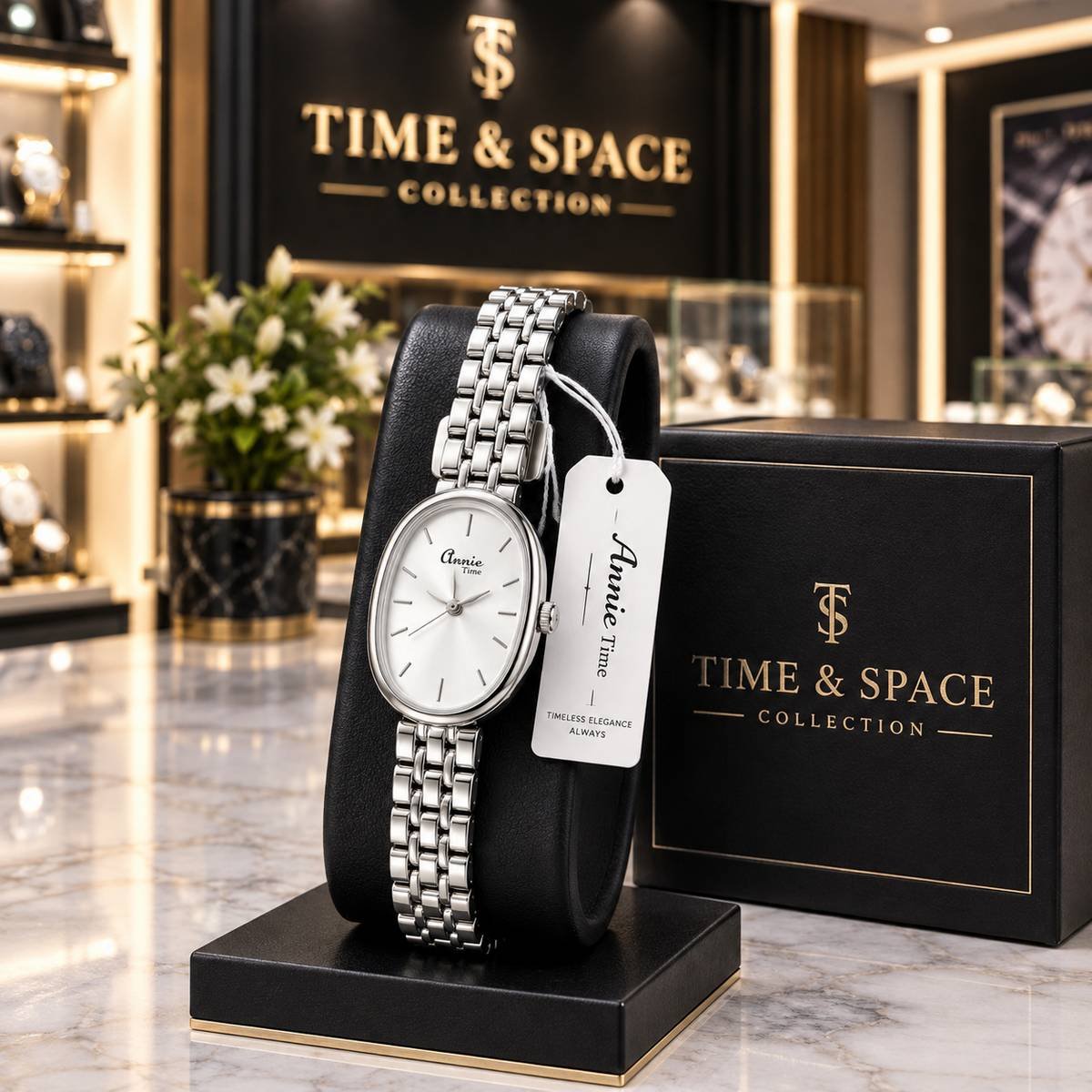 Annie Time Vintage-Inspired Stainless Steel Watch with Oval White Dial for Women - Image 2