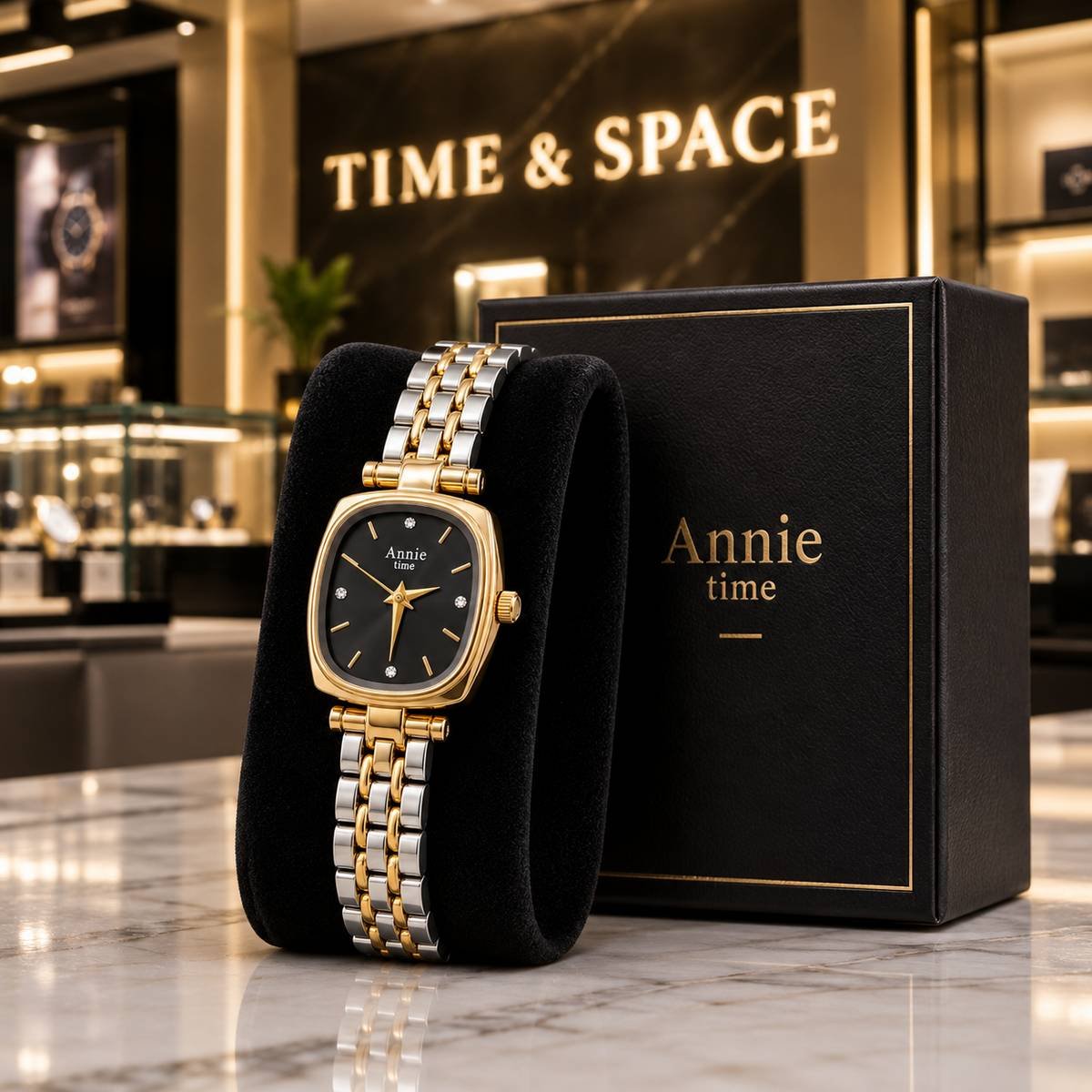 Annie Time Black Dial Two-Tone Women's Watch - Image 2